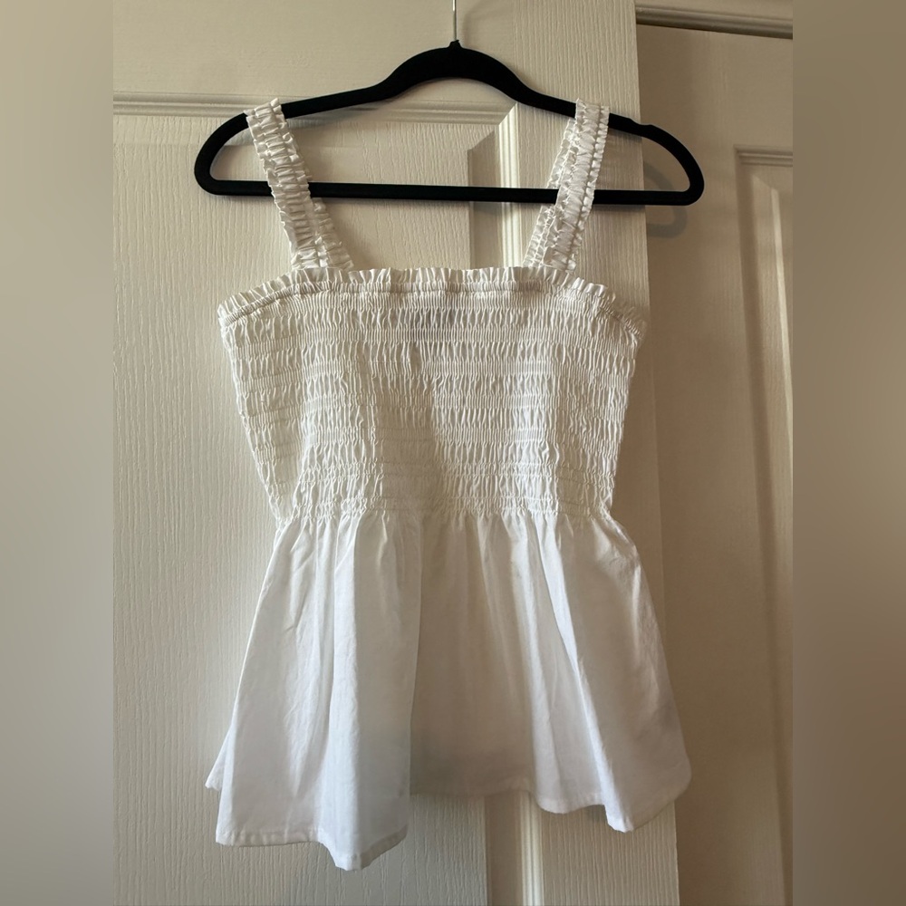 GAP White Smocked Tank Top